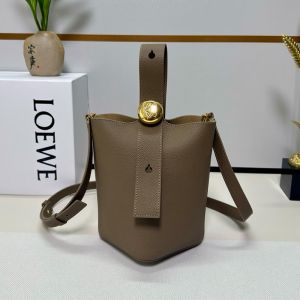 Loewe Mini Pebble Bucket Bag In Soft Grained Calfskin Khaki