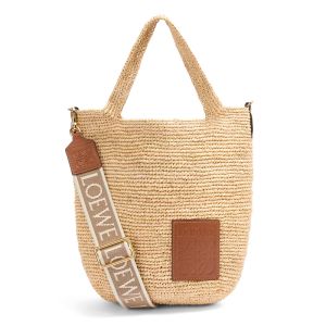 Loewe Mini Slit Bag In Raffia Beige/Brown