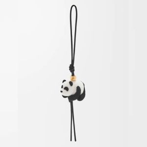 Loewe Panda Charm In Felt and Calfskin Black/White