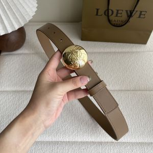 Loewe Pebble Round Buckle Belt 2.8 In Smooth Calfskin Brown/Gold