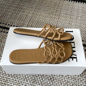 Loewe Petal Anagram Slides Women Soft Calfskin Brown