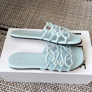 Loewe Petal Anagram Slides Women Soft Calfskin Light Blue