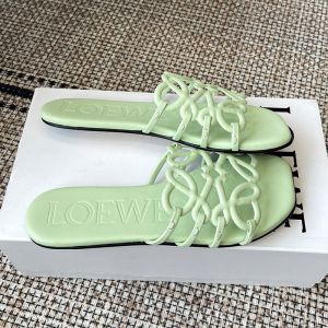Loewe Petal Anagram Slides Women Soft Calfskin Mint Green