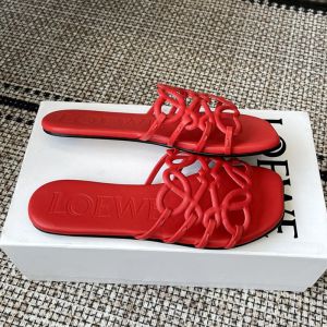 Loewe Petal Anagram Slides Women Soft Calfskin Red