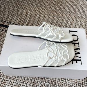 Loewe Petal Anagram Slides Women Soft Calfskin White