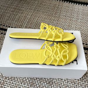 Loewe Petal Anagram Slides Women Soft Calfskin Yellow