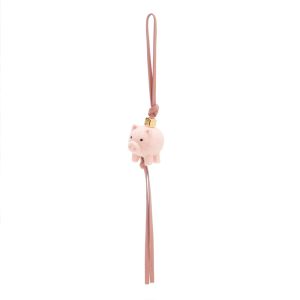Loewe Pig Charm In Felt and Calfskin Light Pink