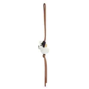 Loewe Puppy Charm In Felt and Calfskin White