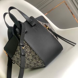 Loewe Small Hammock Bag In Classic Calfskin and Anagram Jacquard Black