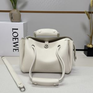 Loewe Small Madrid Bag In Supple Grained Calfskin White
