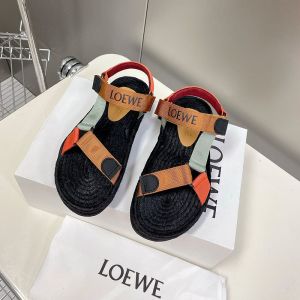  Loewe Strappy Espadrille Sandals Women Nylon In Black/Brown