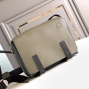 Loewe XS Military Messenger Bag In Soft Grained Calfskin Green/Black