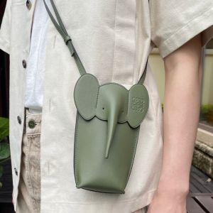 Loewe Elephant Pocket In Classic Calfskin Green
