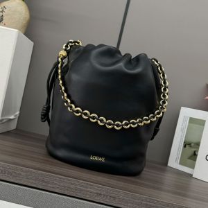 Loewe Flamenco Purse Bucket Bag In Mellow Nappa Lambskin Black