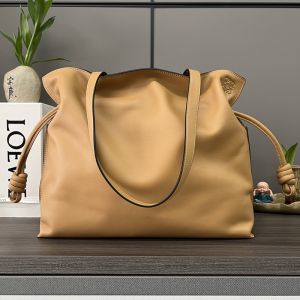 Loewe Large Flamenco Anagram Clutch In Nappa Calfskin Brown