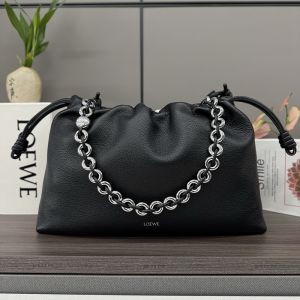 Loewe Large Flamenco Purse In Deerskin Black