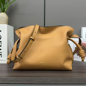 Loewe Medium Flamenco Clutch In Nappa Calfskin Brown