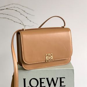 Loewe Medium Goya Bag In Silk Calfskin Camel
