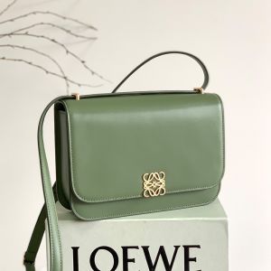 Loewe Medium Goya Bag In Silk Calfskin Green