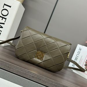 Loewe Mini Puffer Goya In Pleated Shiny Nappa Lambskin Olive