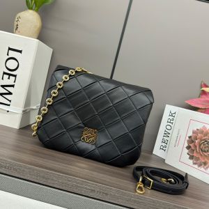 Loewe Puffer Goya In Pleated Shiny Nappa Lambskin Black