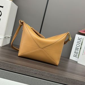 Loewe Puzzle Fold Pouch In Shiny Nappa Calfskin Brown