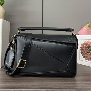 Loewe Small Featherlight Puzzle Bag In Nappa Lambskin Black