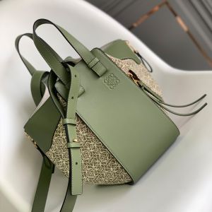 Loewe Small Hammock Bag In Classic Calfskin and Anagram Jacquard Green