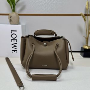 Loewe Small Madrid Bag In Supple Grained Calfskin Taupe