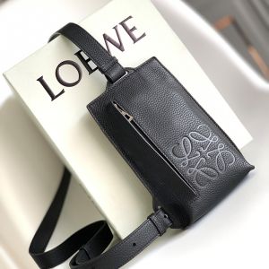 Loewe Vertical T Pocket In Soft Grained Calfskin Black