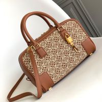 Loewe Amazona 23 Bag In Anagram Jacquard and Nappa Calfskin Brown