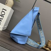 Loewe Anton Sling with Jacquard Strap In Supple Smooth Calfskin Blue