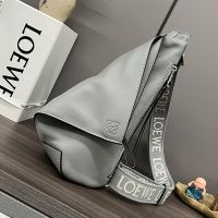 Loewe Anton Sling with Jacquard Strap In Supple Smooth Calfskin Grey