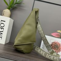 Loewe Anton Sling with Jacquard Strap In Supple Smooth Calfskin Olive