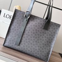 Loewe Buckle Horizontal Tote In Anagram Jacquard and Calfskin Grey