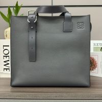 Loewe Buckle Zip Tote In Soft Grained Calfskin Grey