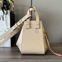 Loewe Compact Hammock Bag In Soft Grained Calfskin Apricot