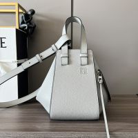 Loewe Compact Hammock Bag In Soft Grained Calfskin Grey