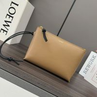 Loewe Knot T Pouch In Shiny Nappa Calfskin Brown