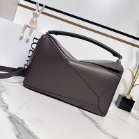 Loewe Large Featherlight Puzzle Bag In Nappa Lambskin Burgundy