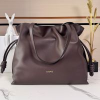 Loewe Large Flamenco Clutch In Nappa Calfskin Coffee