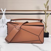 Loewe Large Puzzle Bag In Classic Calfskin Brown