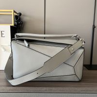 Loewe Large Puzzle Bag In Classic Calfskin Grey