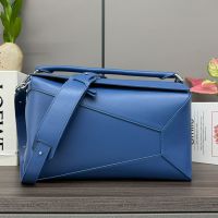 Loewe Large Puzzle Edge Bag In Classic Calfskin/Suede Blue