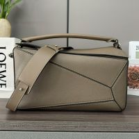 Loewe Large Puzzle Bag In Soft Grained Calfskin Khaki