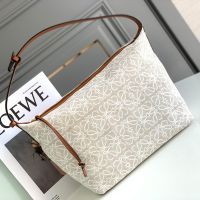 Loewe Medium Cubi Bag In Anagram Jacquard and Calfskin Beige/Brown