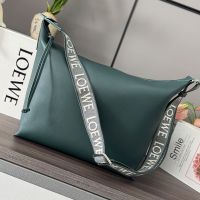 Loewe Medium Cubi Crossbody Bag with Jacquard Strap In Supple Smooth Calfskin Green