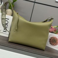 Loewe Medium Cubi Crossbody Bag with Jacquard Strap In Supple Smooth Calfskin Olive