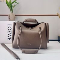 Loewe Medium Madrid Bag In Supple Grained Calfskin Taupe