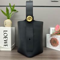 Loewe Medium Pebble Bucket Bag In Smooth Calfskin Black